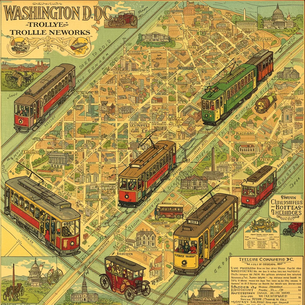 Map of the Washington DC Trolley Route